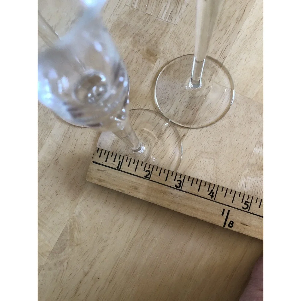 Set Of 3 Long Stem Clear Glass Graduated Hight Tapered Candle Holders